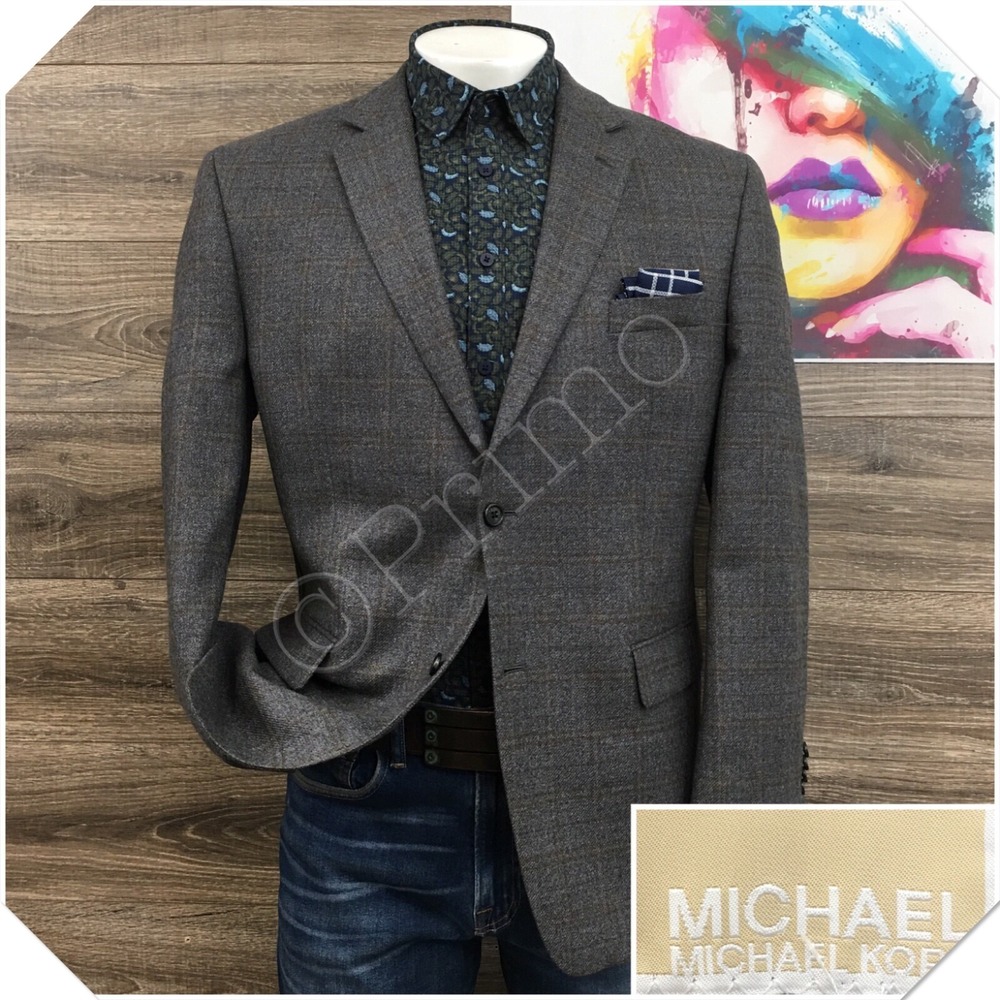 MICHAEL KORS Mens Blazer Sport Coat Casual Jacket Size‎ 44R Gray Wool Suit